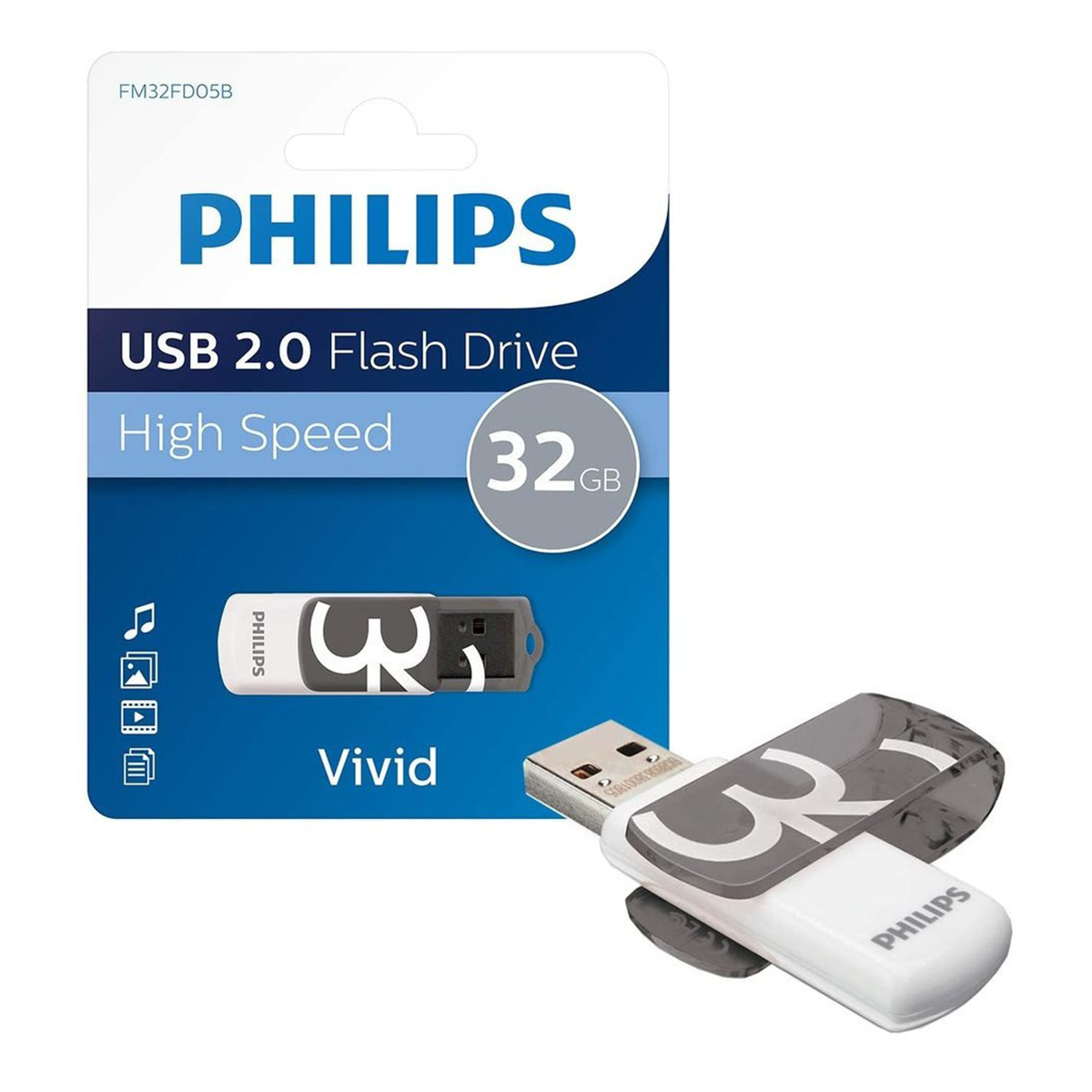 Pendrive Philips 32 GB Usb 2.0 Vivid Blanco