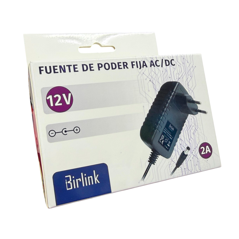 Fuente de poder Birlink voltaje fijo vista del cable y conector