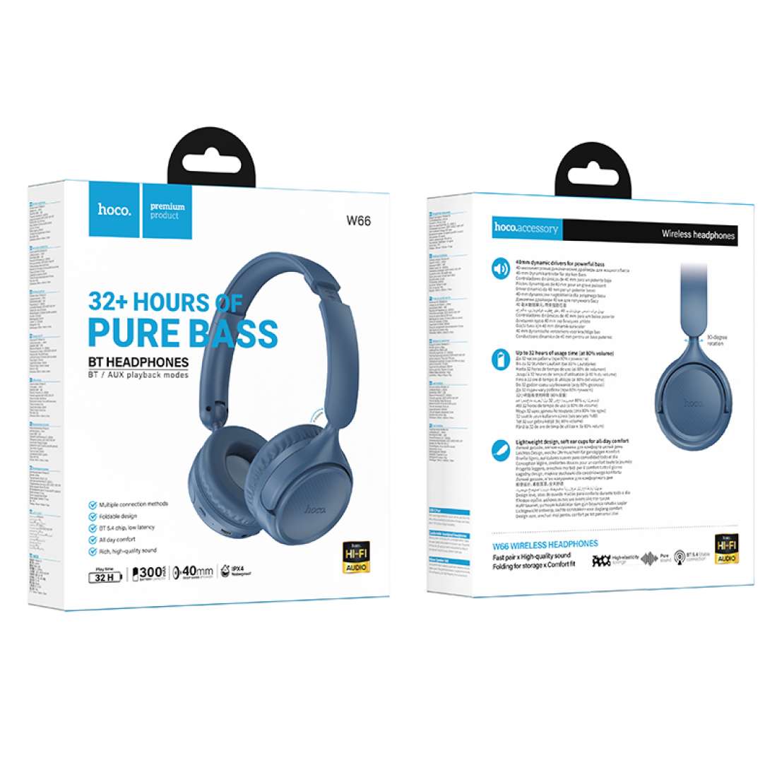 Audífonos Bluetooth Headset 32 Horas Hoco W63 Azul – imagen 2