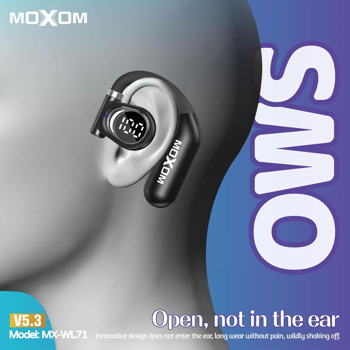 Audífono Bluetooth Moxom mx-wl71 Conduccion Aerea 20 Horas Negro – imagen 3