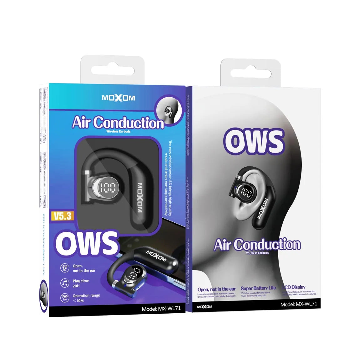 Audífono Bluetooth Moxom mx-wl71 Conduccion Aerea 20 Horas Negro – imagen 2