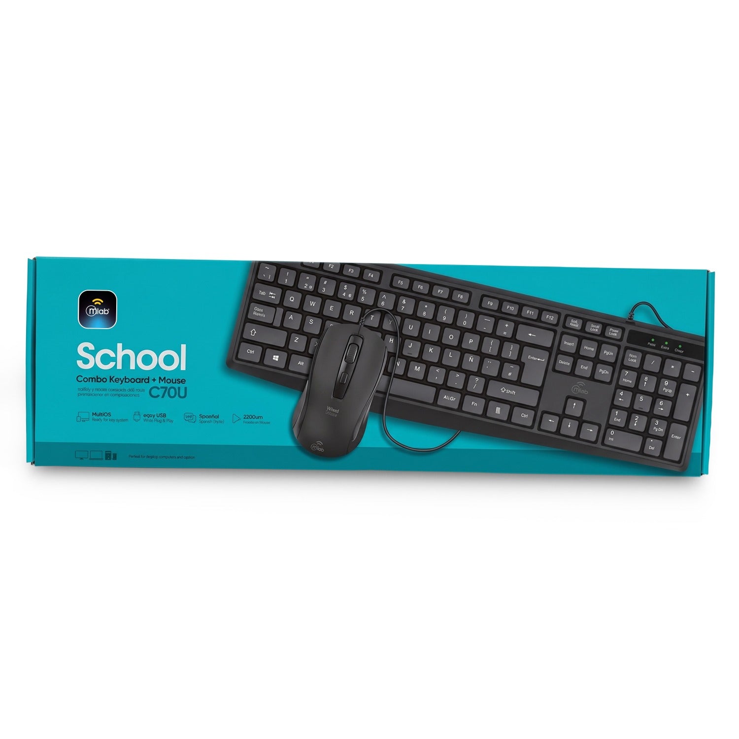 Kit Teclado + Mouse Con Cable C70u Mlab Mod 9737 Negro – imagen 2