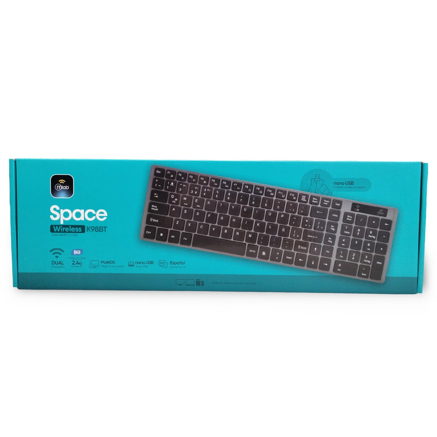 Teclado Dual Bluetooth + 2.4ghz Space Mlab K98bt Mod 9739 Negro – imagen 2