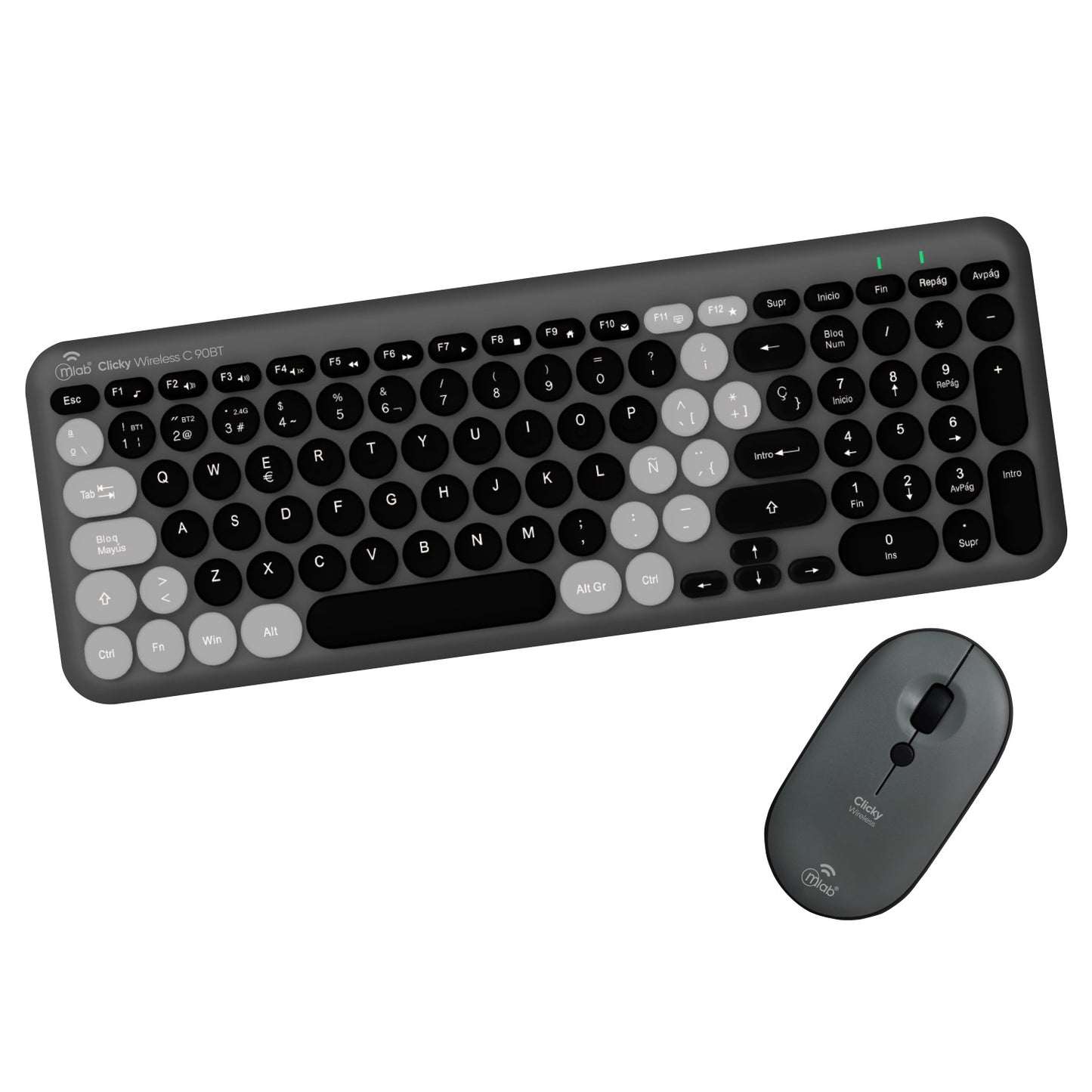 Kit Teclado + Mouse Dual Bluetooth + 2.4ghz Clicky C90bt Mlab Mod 9742 Negro