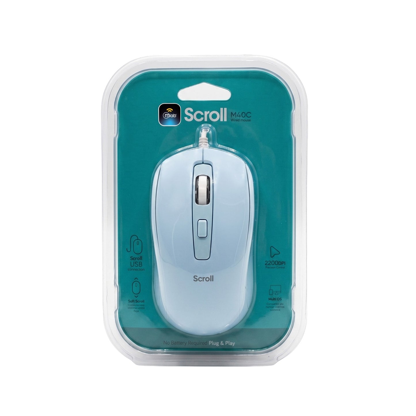 Mouse Usb 1600 Dpi Scroll M40c Mod 9728 Azul – imagen 2