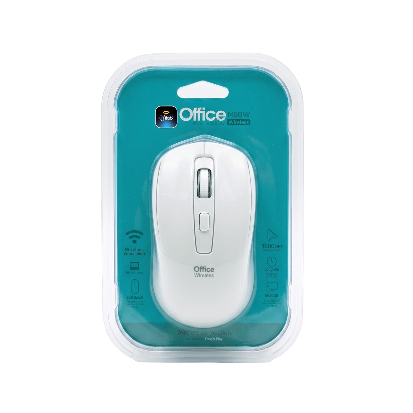 Mouse Inalambrico 2,4Ghz 1600 Dpi Office M50w Mod 9731 Blanco – imagen 2
