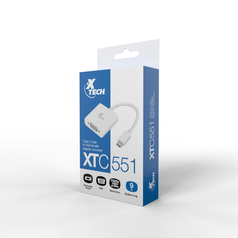 Adaptador Usb Tipo C a VGA Hembra Xtech Blanco – imagen 2