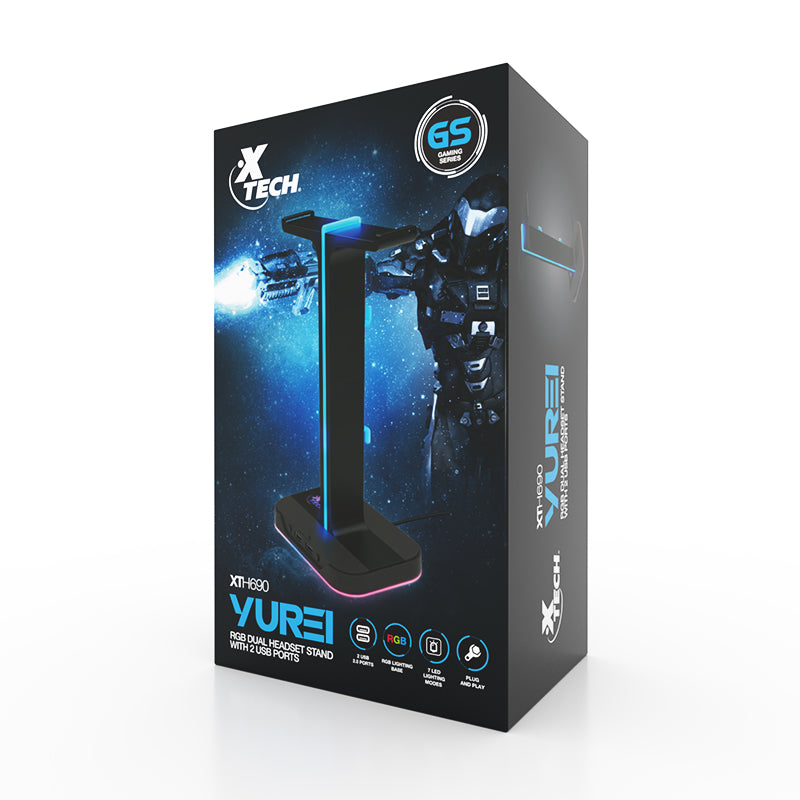 Soporte De Audifonos Xtech Yurei XTH-690 Rgb Usb Negro – imagen 4