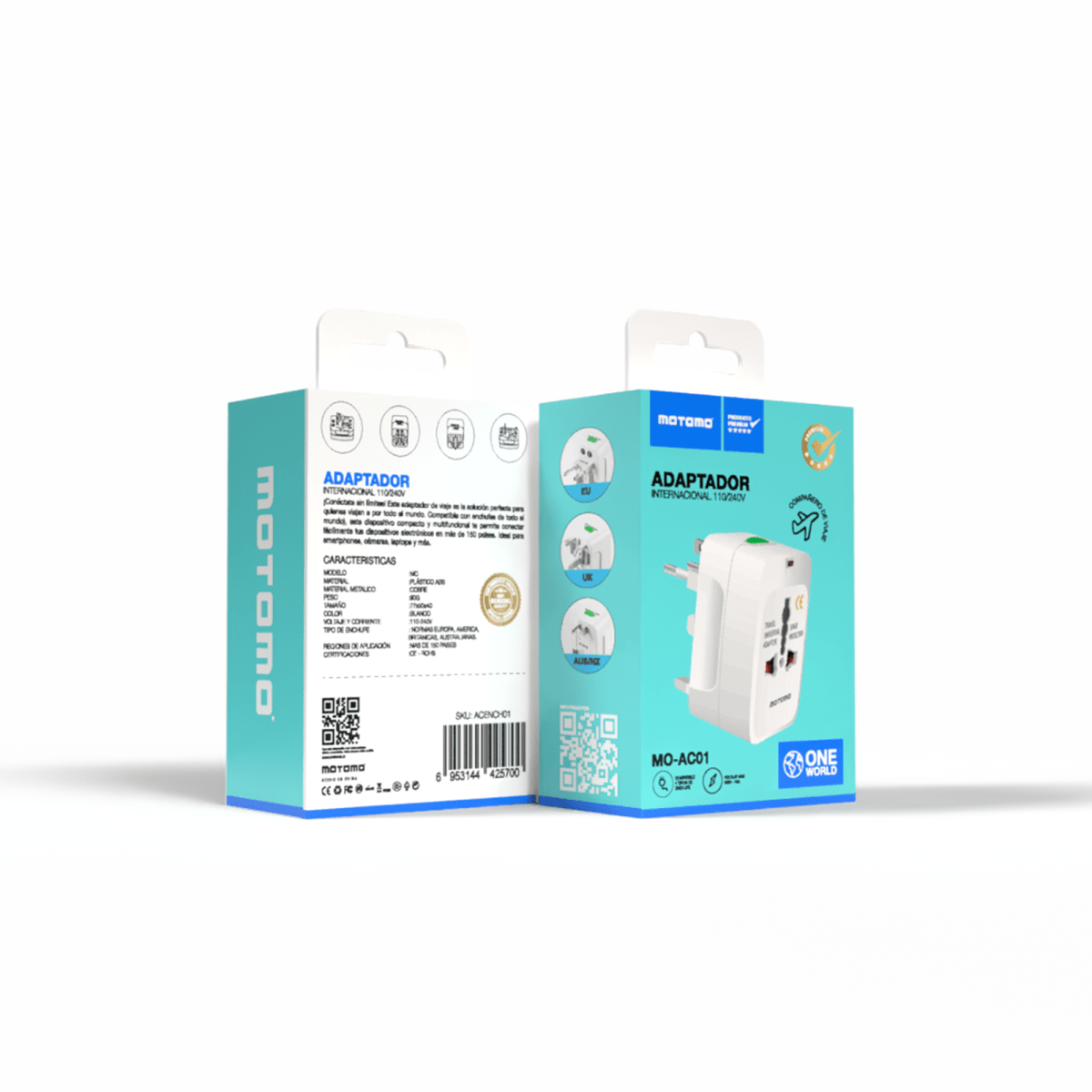 Adaptador Enchufe Universal Corriente Motomo Mo-ac01 Blanco – imagen 2