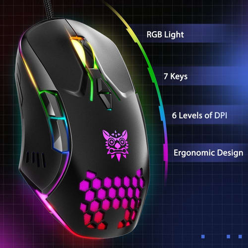 Mouse Gamer Onikuma Cw902 Rgb 6400dpi Negro – imagen 4