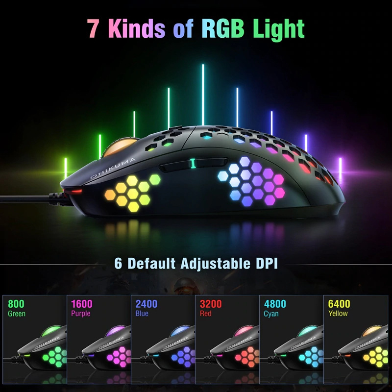 Mouse Gamer Onikuma Cw903 Rgb 6400dpi Negro – imagen 2