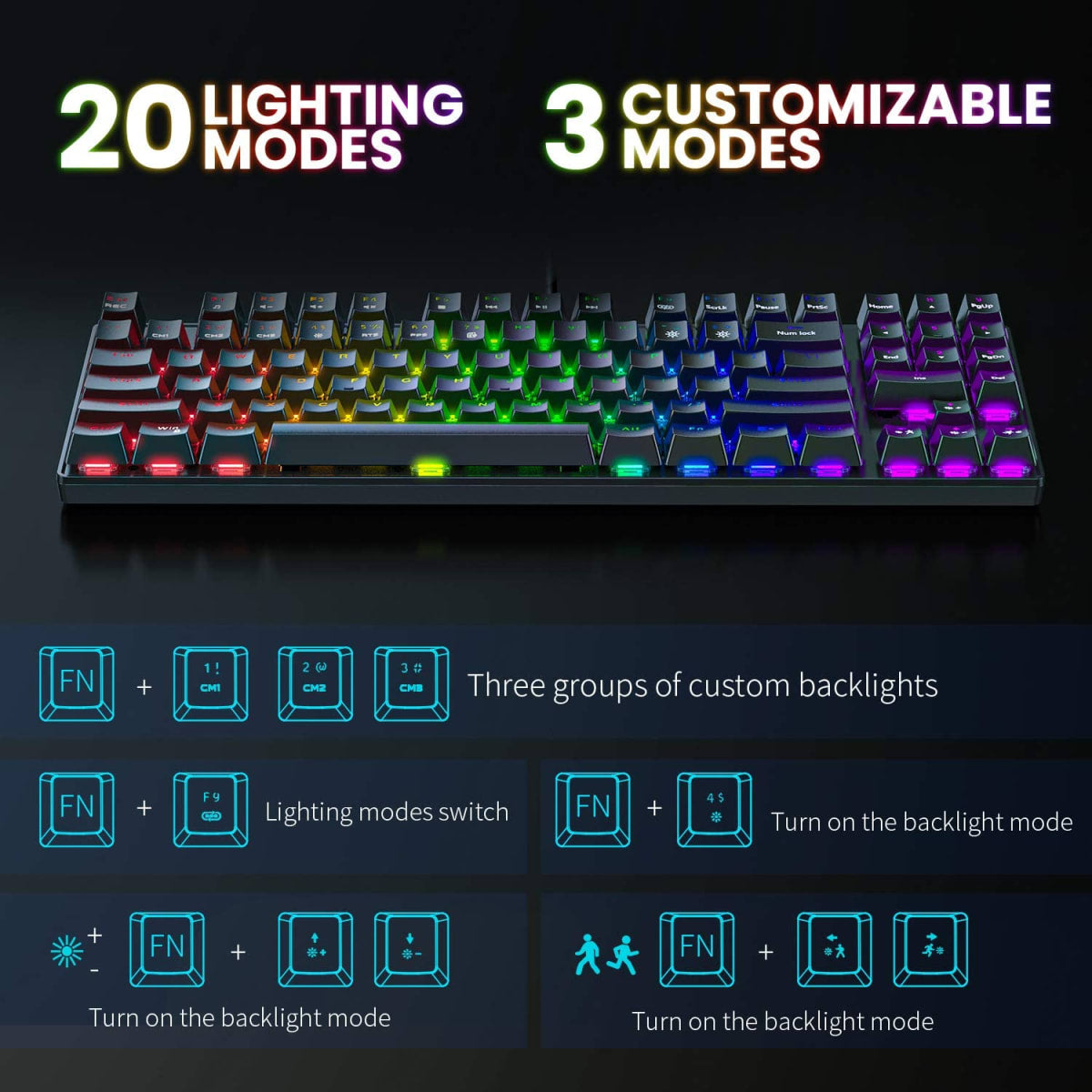 Kit Gamer Teclado Mecanico + Mouse Onikuma Rgb Negro – imagen 3