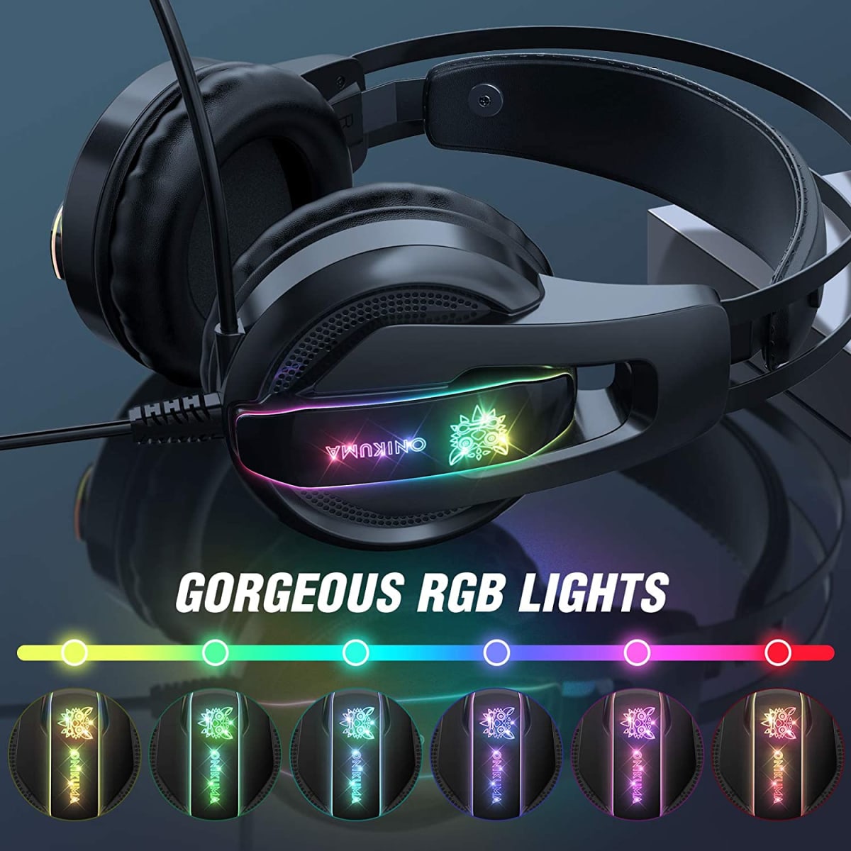 Audífonos Gamer Onikuma K16 Rgb Pc Ps4 Xbox Switch Negro – imagen 2