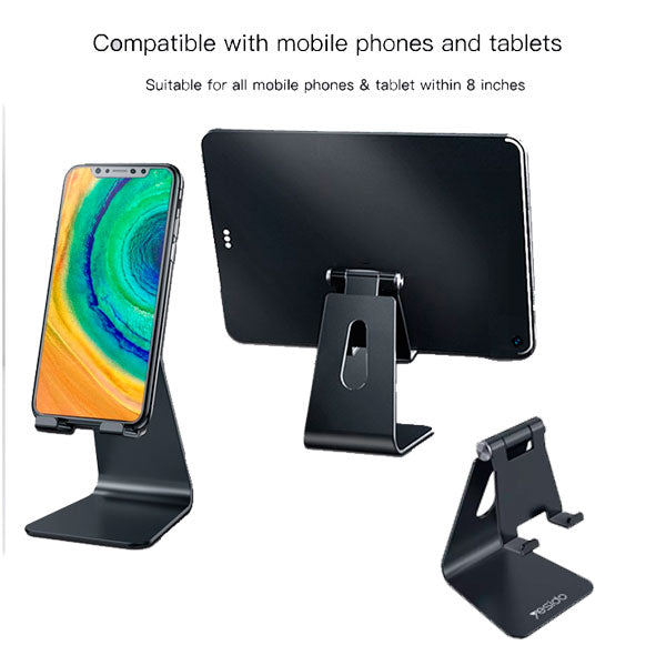Soporte Para Celular y Tablet Aluminio Yesido C96 Negro – imagen 2