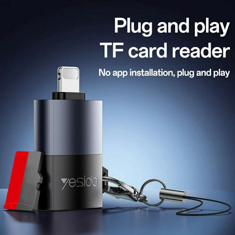 Adaptador Lector Tarjeta Para Lightning Yesido Gs38 Negro – imagen 3