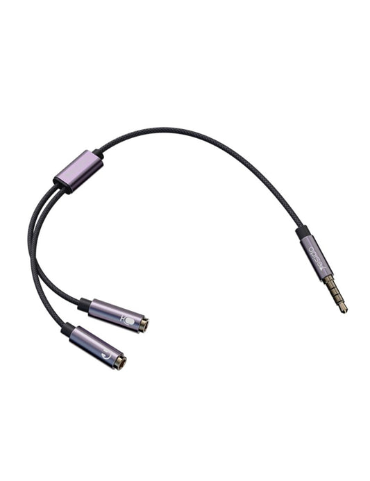 Cable Adaptador 3.5 Macho a 2 Hembra 3.5mm Yesido Yau28 Gris