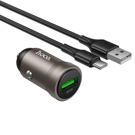 Cargador de Auto Hoco Z62 18w Puerto Usb + Cable Tipo C
