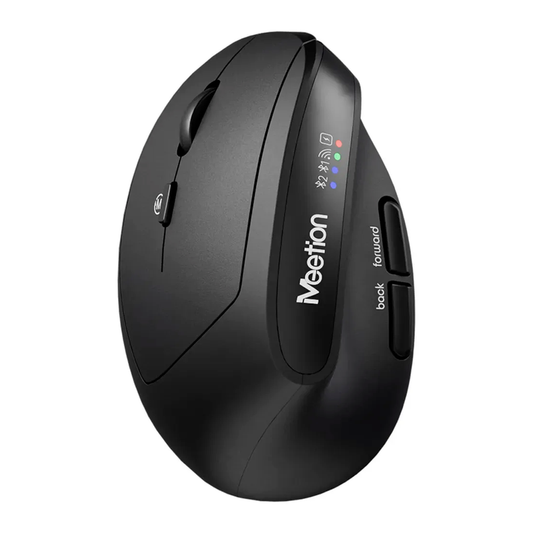 Mouse vertical Meetion BTM008L negro para zurdos, vista frontal