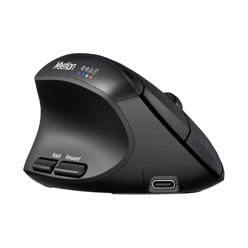 Mouse vertical Meetion BTM008L negro, vista lateral con botones