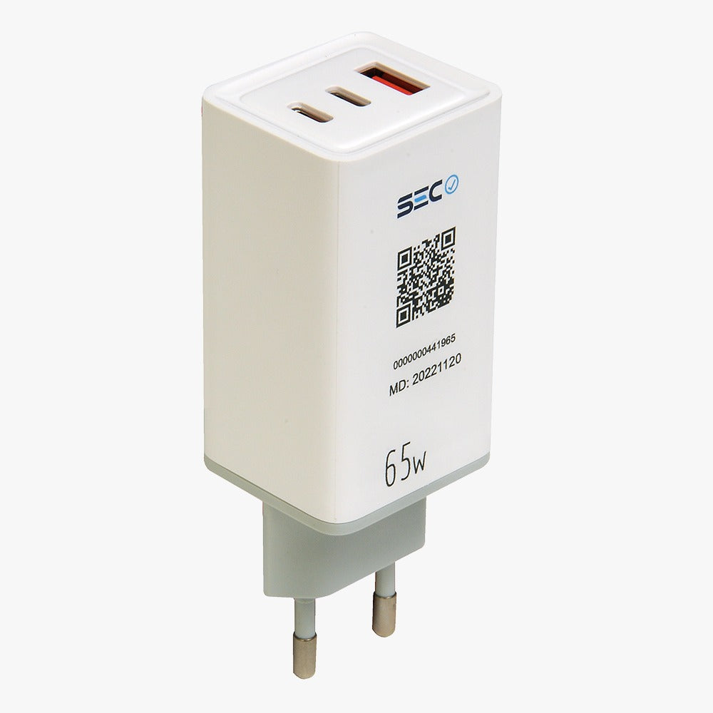 Cargador Tecmaster 65w Carga Rapida QC3.0 3 Puertos Blanco – imagen 4