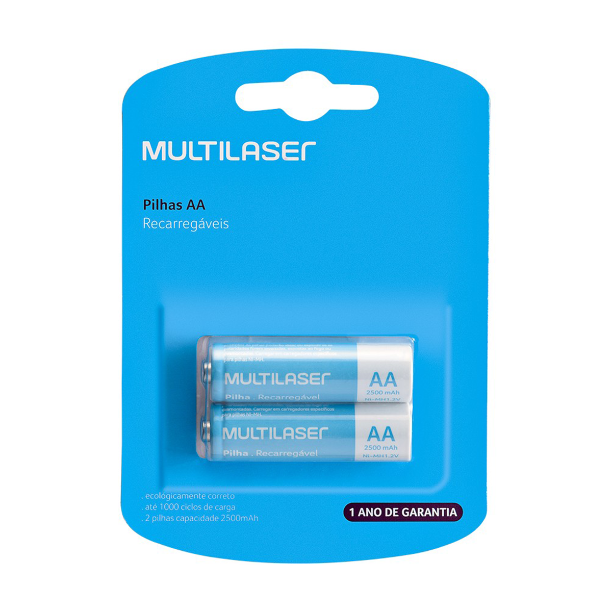 Pilas Recargables Multilaser AA 2500 Mah 2 Unidades