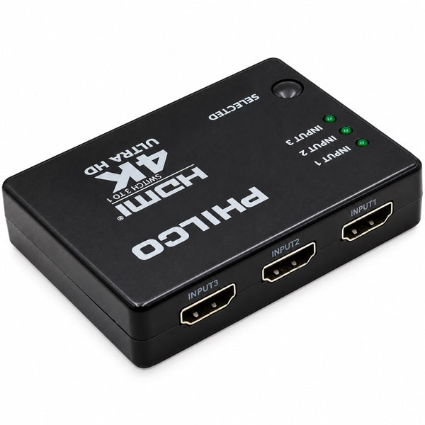 Switch HDMI Philco 3x1 4K con Control Remoto