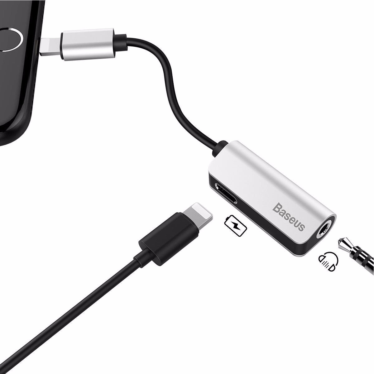Adaptador Iphone Lightning Carga y Jack 3.5mm Baseus – imagen 2