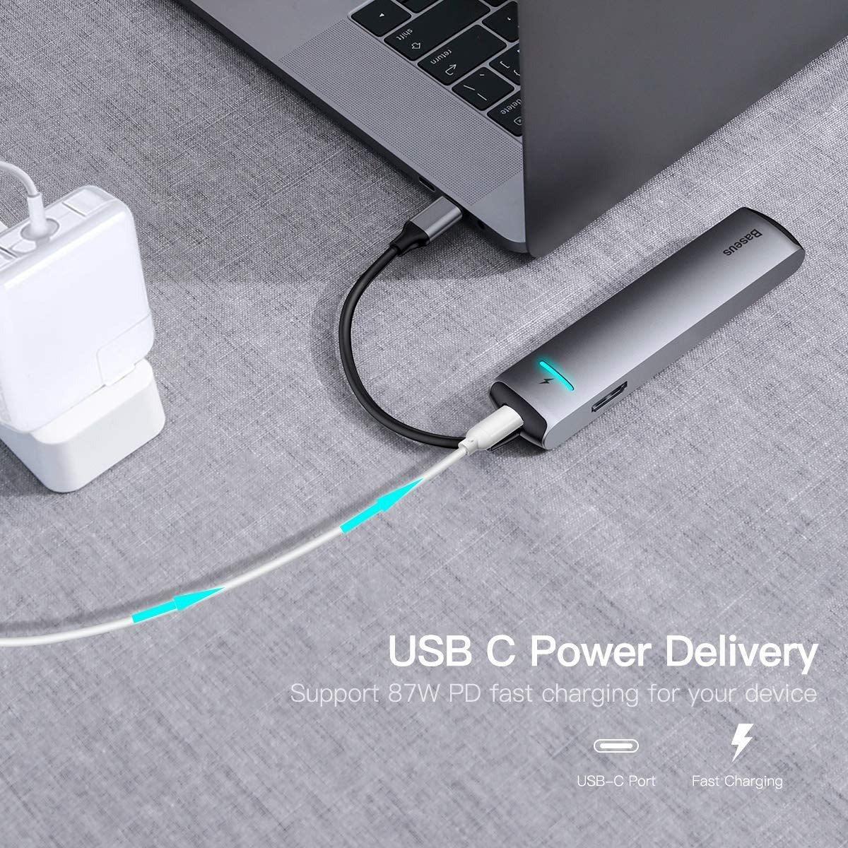 Adaptador Usb-c 3.1 A Hdmi 4k Hub Usb 3.0 Ethernet Baseus – imagen 4