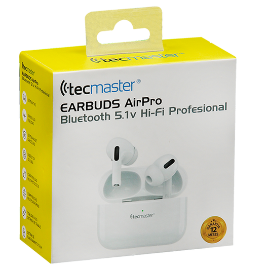 Audifonos Bluetooth Tecmaster 5.0V HI-FI Airpro Blanco
