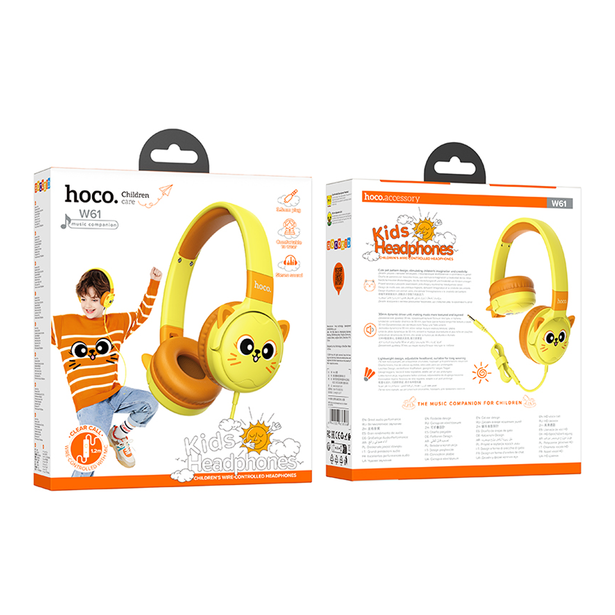Audífonos Con Cable Hoco W61 Para Niños Headset Amarillo – imagen 3