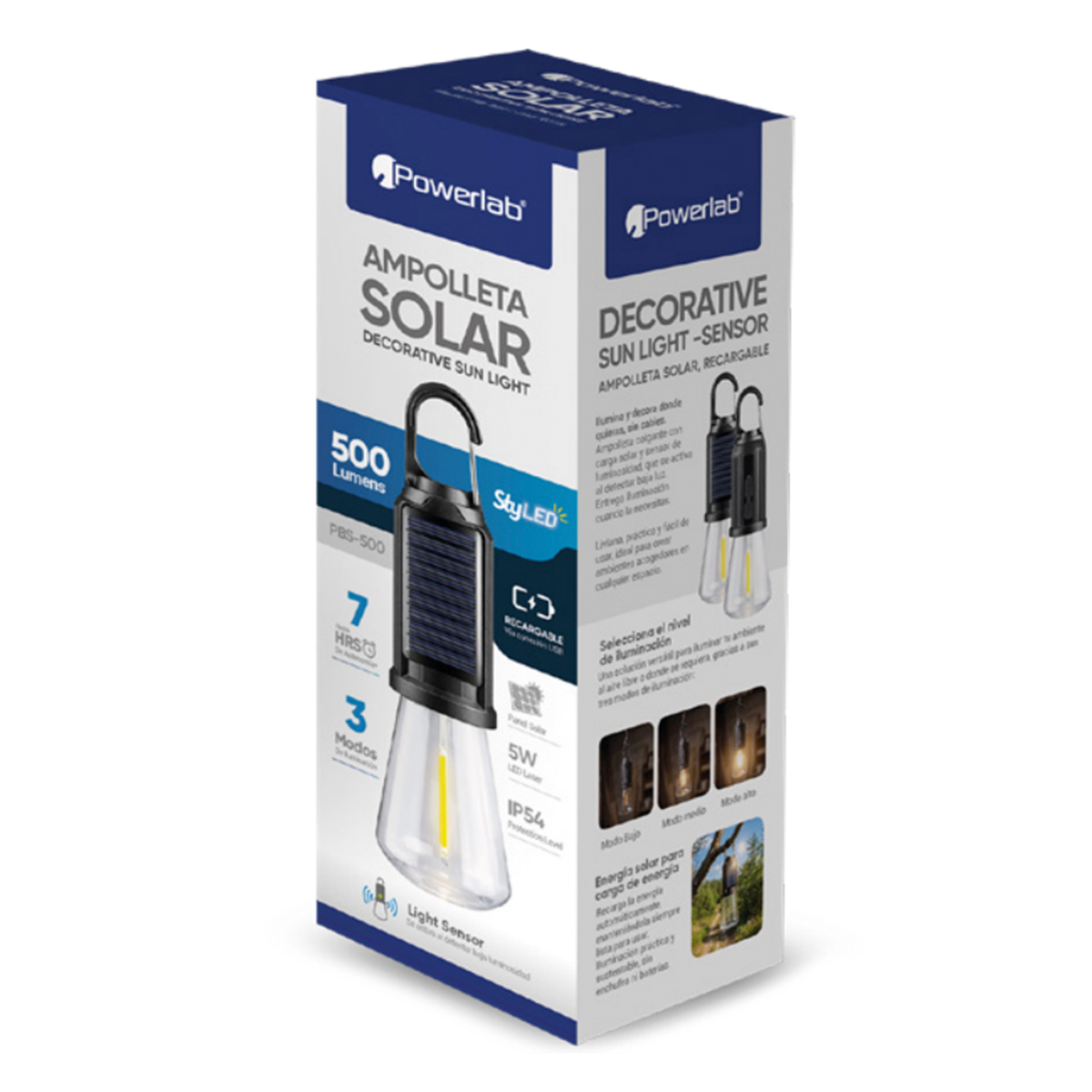 Ampolleta Solar Powerlab 9725 500 Lumen Recargable Negro