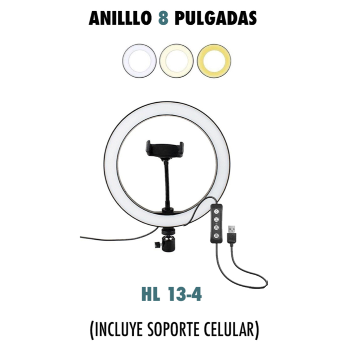Aro De Luz Led Foto Regulable Led 20 Cm + Soporte Celular