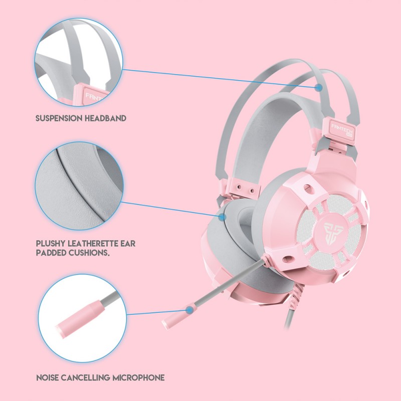 Audifono Gamer Fantech Hg11 Captain Sakura Edition 7.1 Rgb Usb Rosado – imagen 5