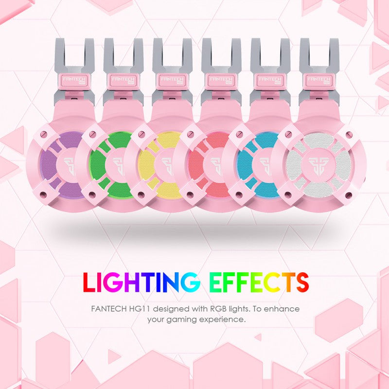 Audifono Gamer Fantech Hg11 Captain Sakura Edition 7.1 Rgb Usb Rosado – imagen 4