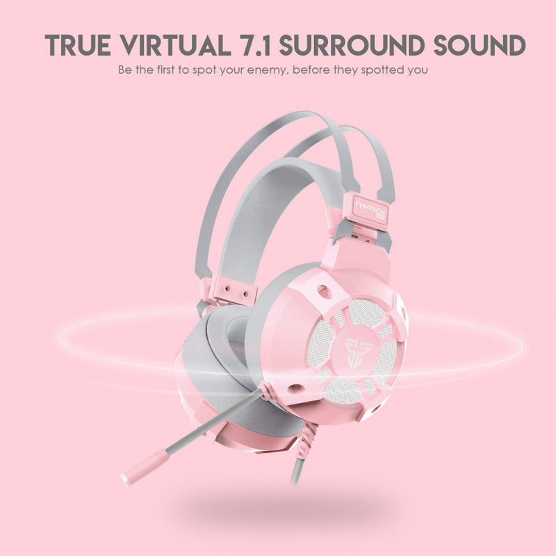 Audifono Gamer Fantech Hg11 Captain Sakura Edition 7.1 Rgb Usb Rosado – imagen 2