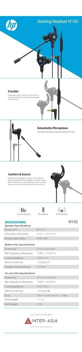 Audifonos Gamer Hp H150 Negro – imagen 2