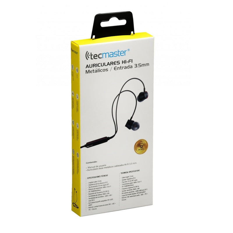 Audifonos In Ear Tecmaster Hi Fi Metalicos TM-300513 Negro – imagen 2