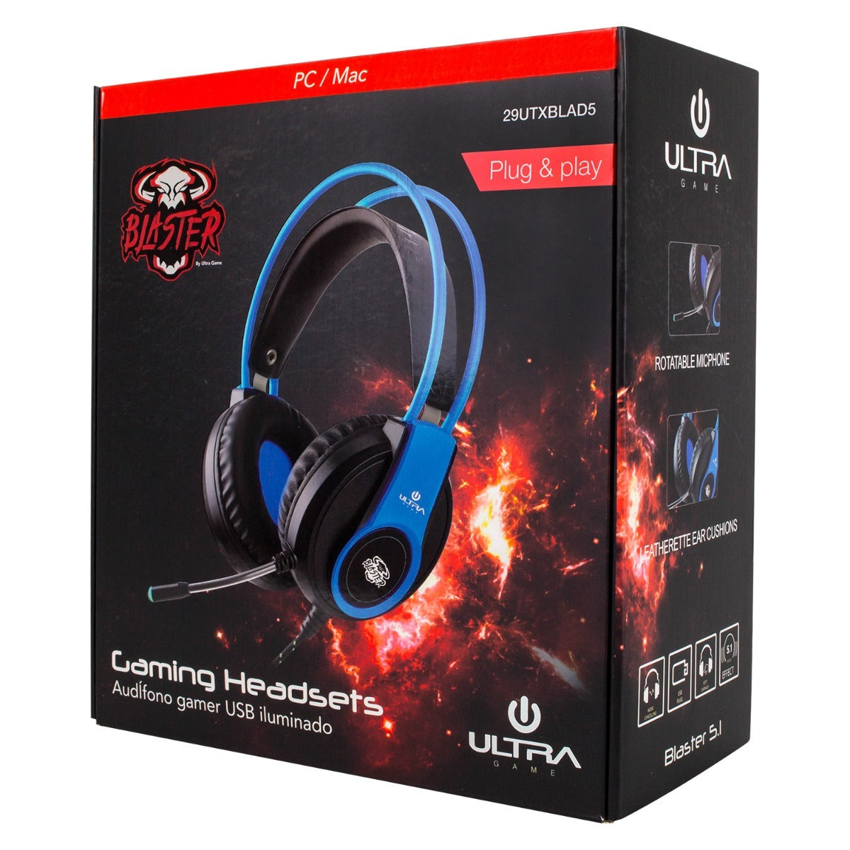 Audífono Gamer Ultra Ps4 Ps3 Pc Usb Retroiluminado 5.1 – imagen 2