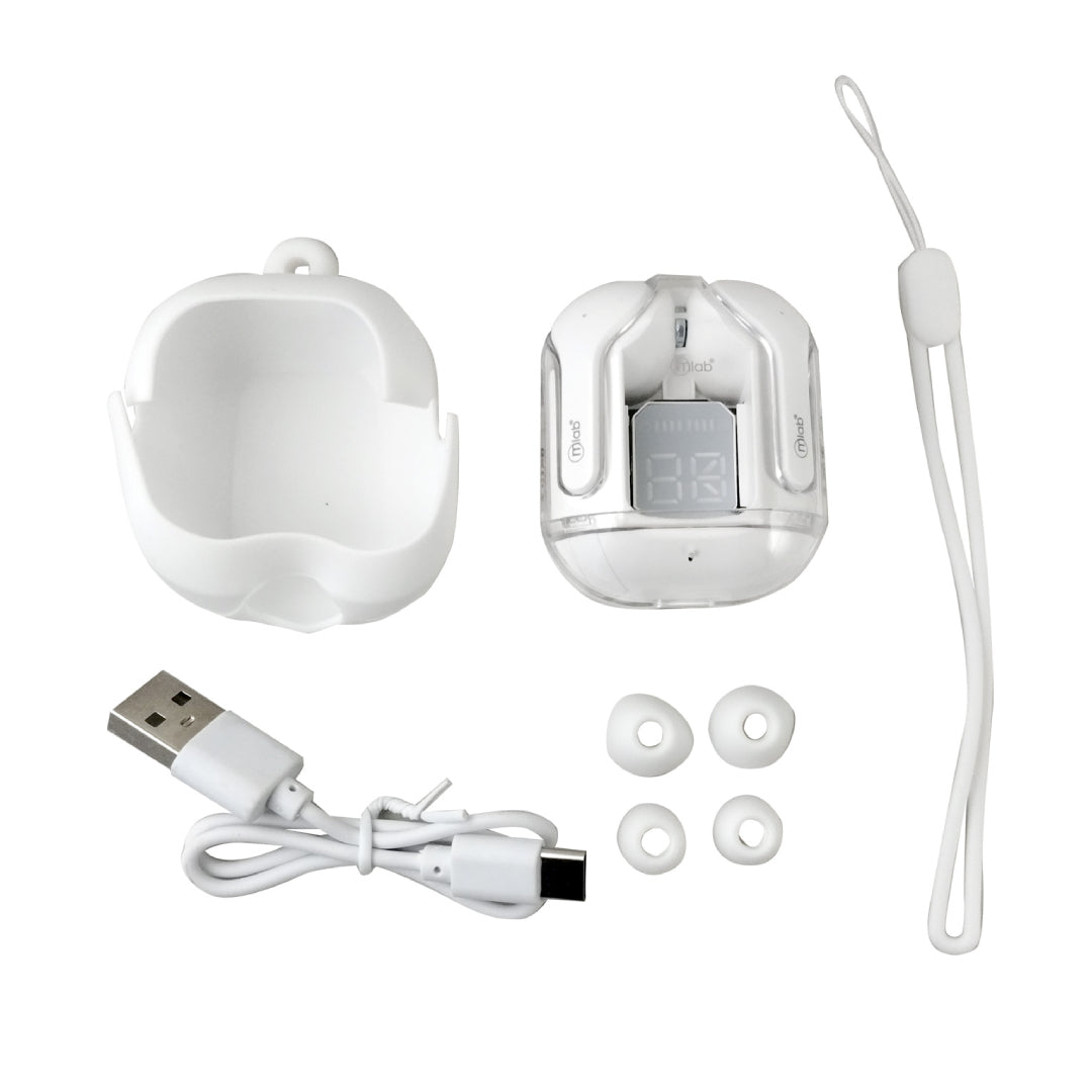 Audifonos In Ear Bluetooth Microlab Glass Crystal 9354 Blanco – imagen 2