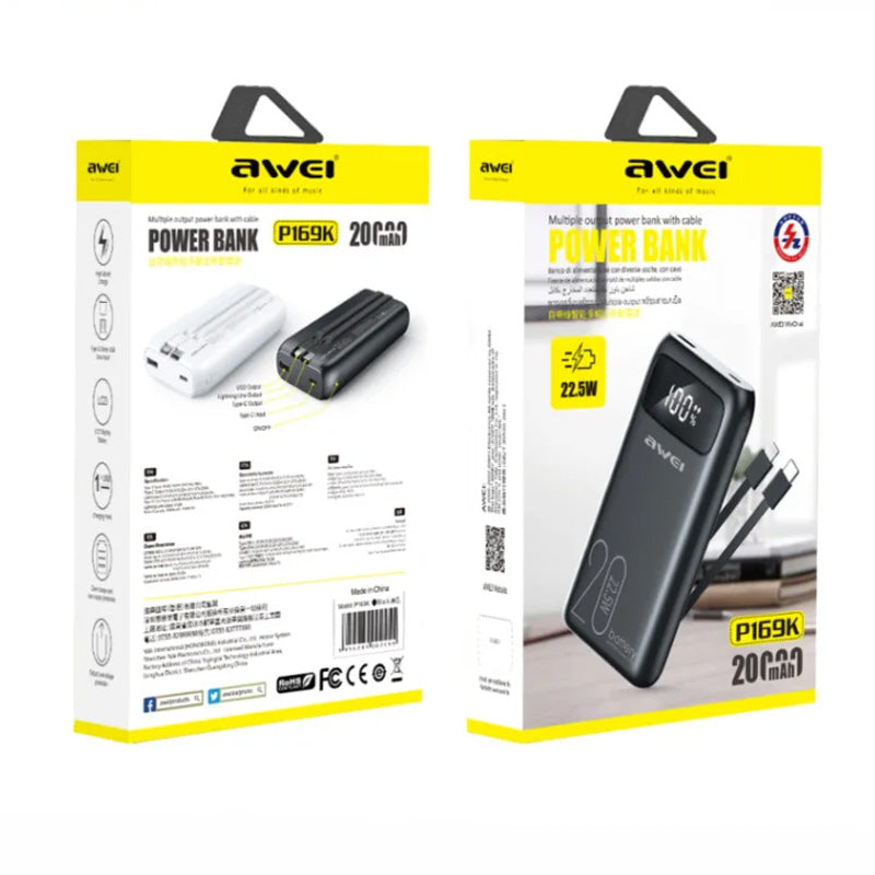 Powerbank Carga Rapida Awei P169K 20000 Mah 22.5w Negro – imagen 3