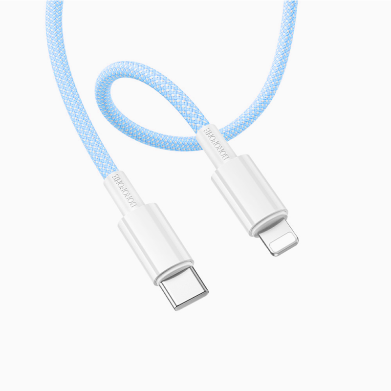 Cable Tipo C a Lightning BX117 Borofone 1 Metro 27w Celeste