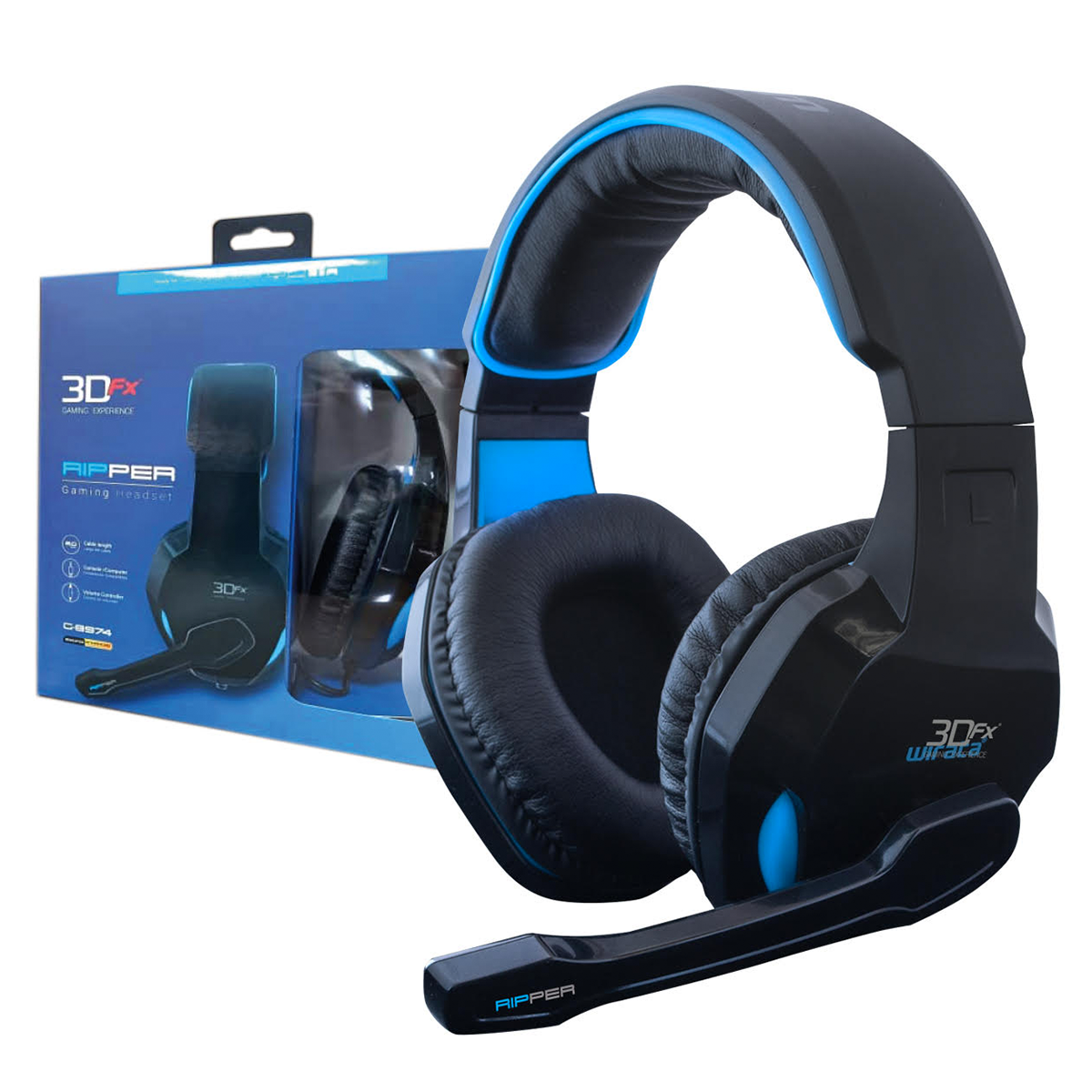 Audífono Gamer 3dfx Ripper 3.5mm Pc Ps4 Xbox Switch Azul