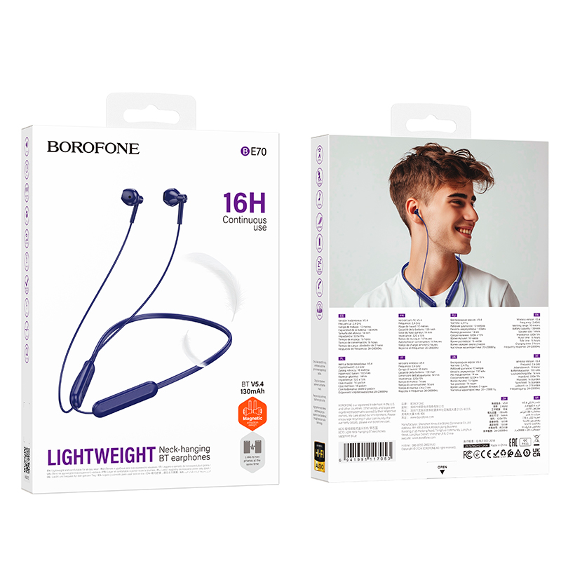 Audífonos In Ear Bluetooth Borofone Be70 Light Deportivo Azul – imagen 3