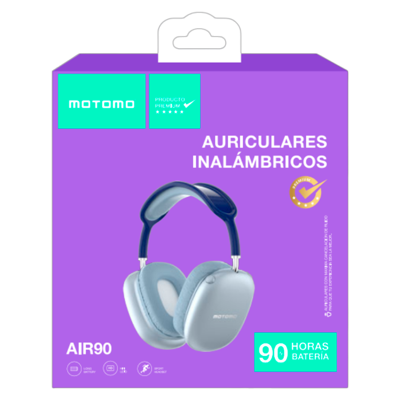 Audífonos Headset Bluetooth Motomo Air 90 Celeste – imagen 3