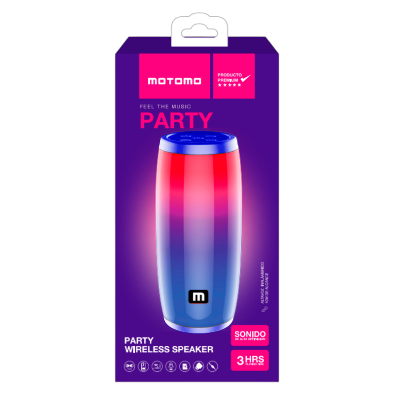 Parlante Bluetooth Motomo Party Led Azul – imagen 3