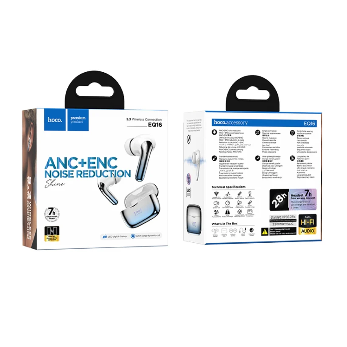 Audífonos Bluetooth Hoco Eq16 Shine Anc Azul – imagen 3