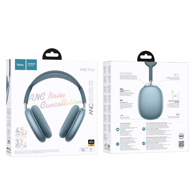 Audífonos Headset Bluetooth Hoco W65 Anc Plus Azul – imagen 3