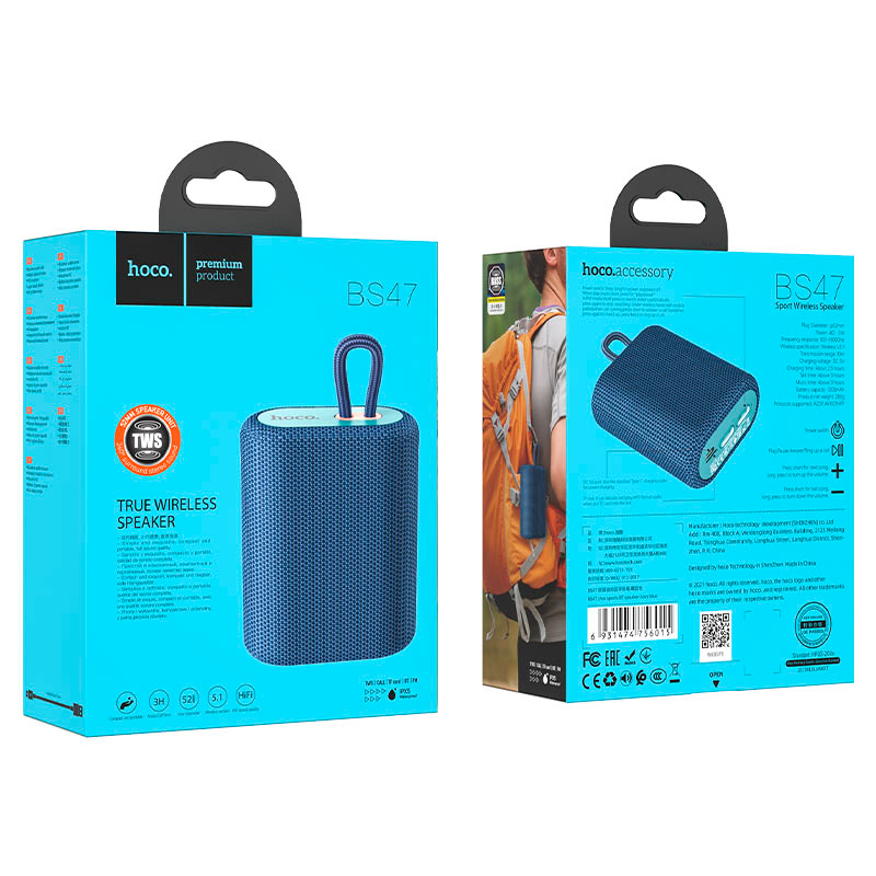 Parlante Bluetooth Hoco Bs47 Fm Tf Tws Azul – imagen 2