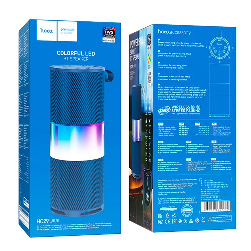 Parlante Bluetooth Hoco Hc29 Fm Tf Aux Tws Azul – imagen 2