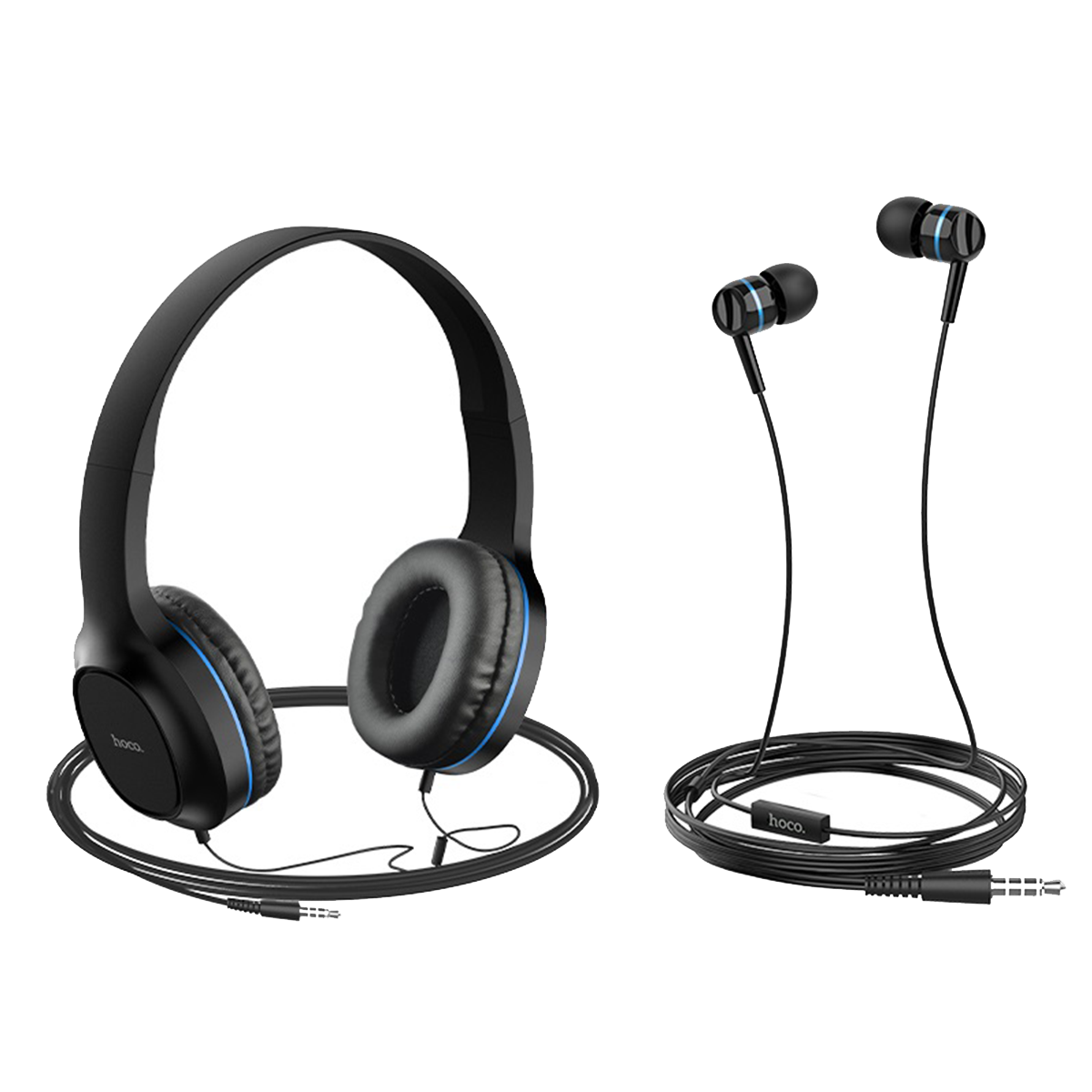 Audifonos Kit 2 en 1 Con Microfono W24 Negro Azul